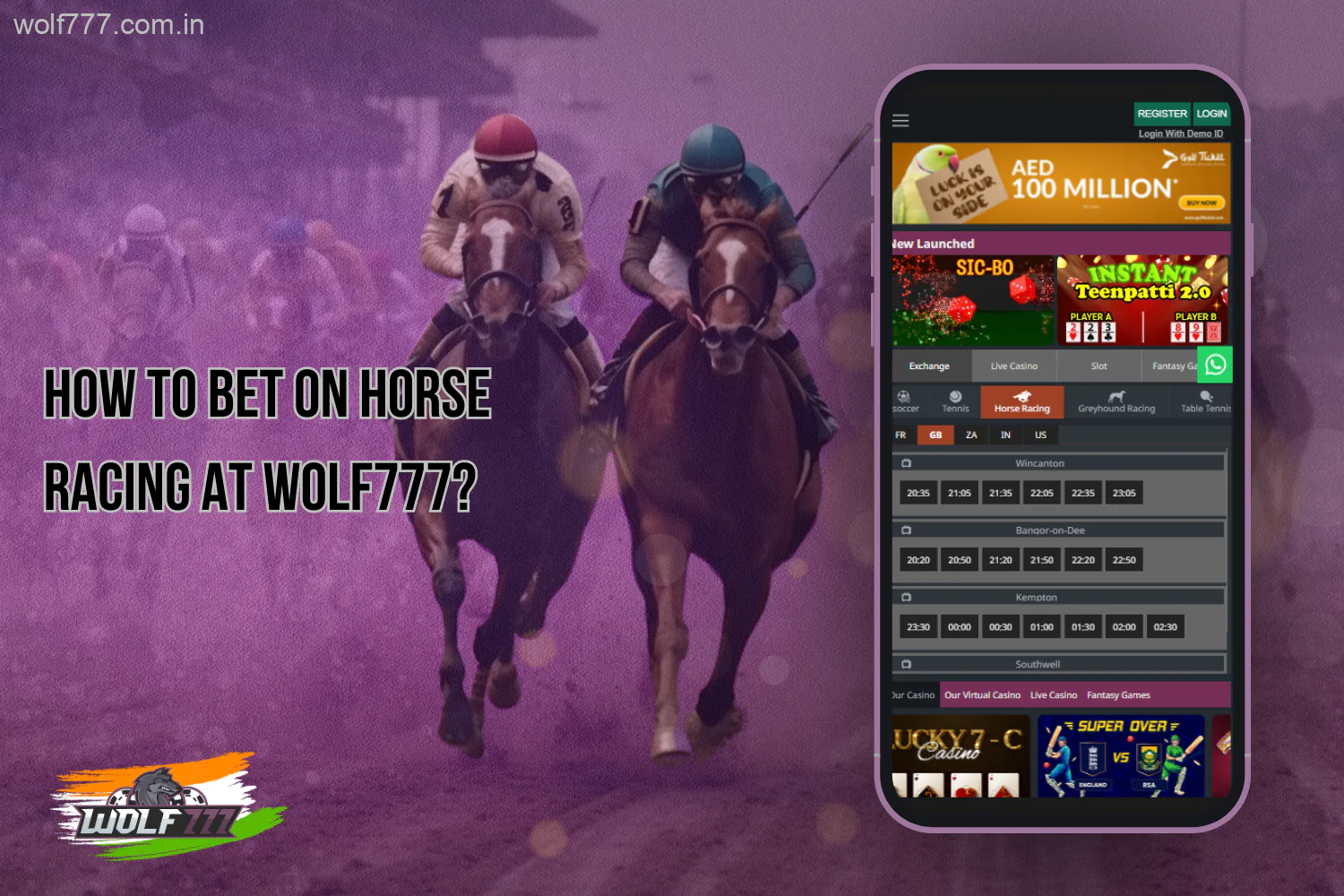 Any individual over the age of 18 from India can legally begin horse racing betting on Wolf777